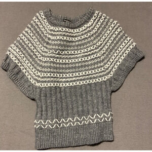 Stambecco Made in Italy Gray Knit Poncho Sweater Size M Alpaca Wool Blend